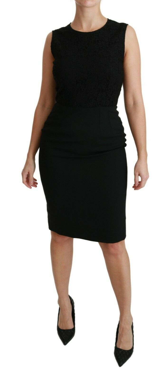 Dolce & Gabbana Black Floral Lace Sheath Gown Dress | Regal Royce