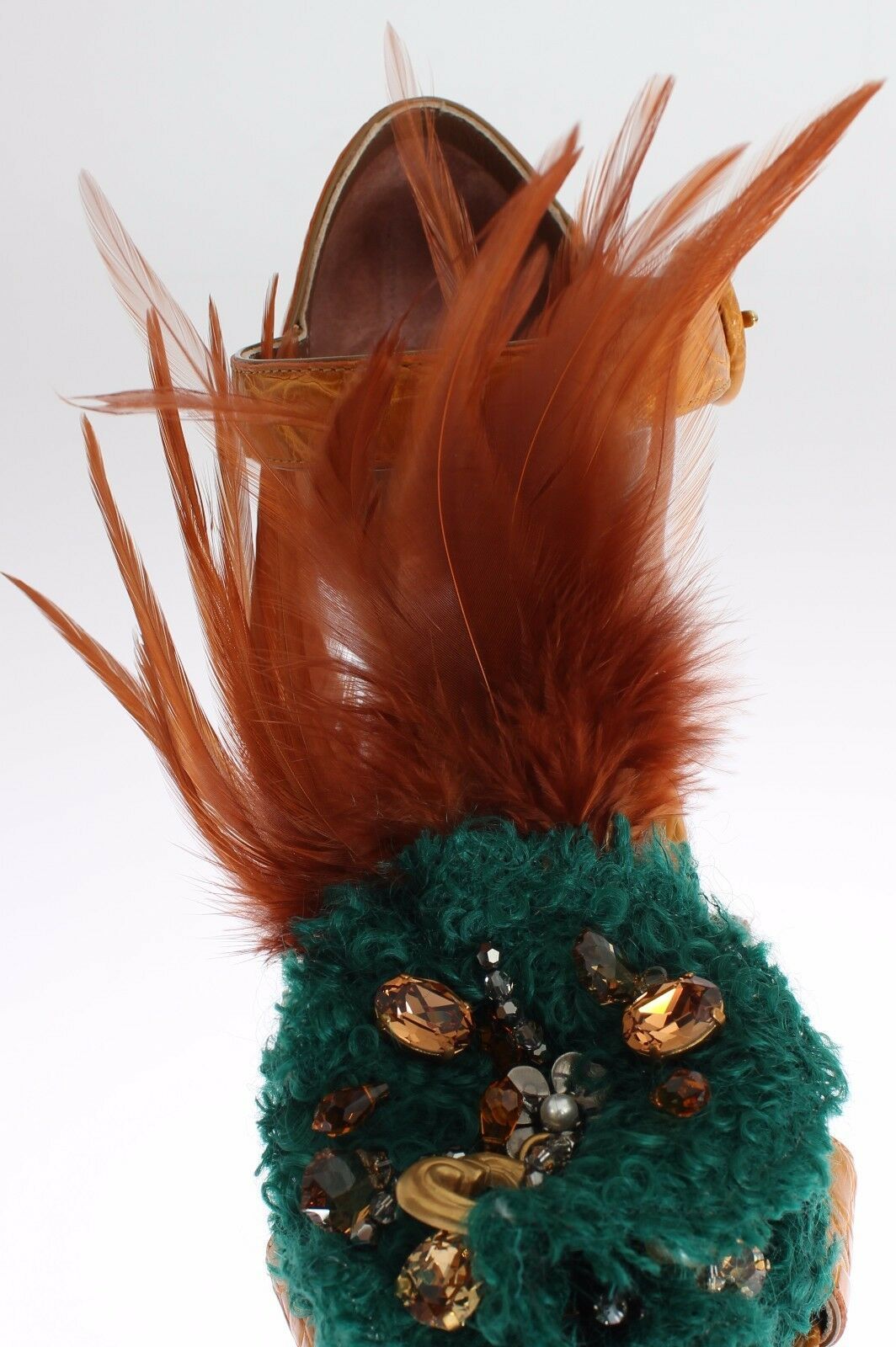 Dolce & Gabbana Orange Leather Crystal Platform Sandal Shoes | Regal Royce