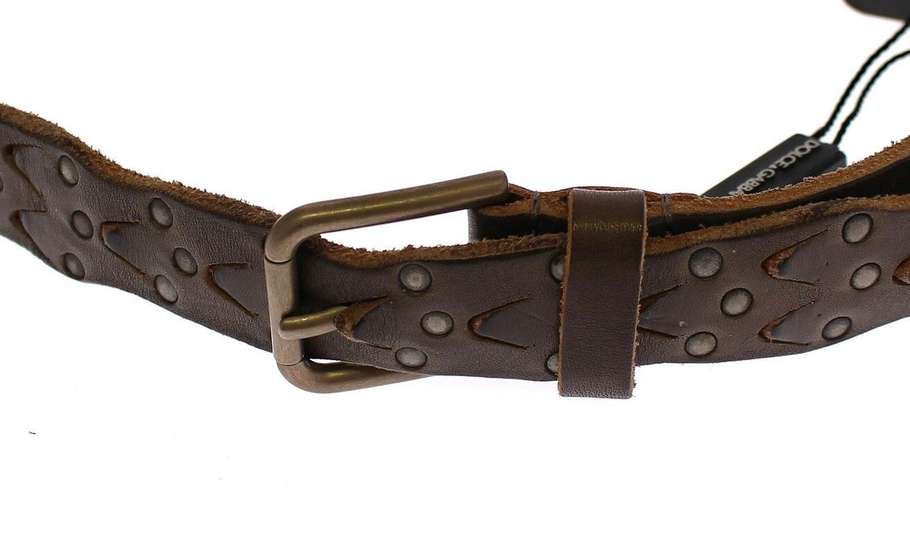 Dolce & Gabbana Brown Leather Logo Cintura Gürtel Belt | Regal Royce
