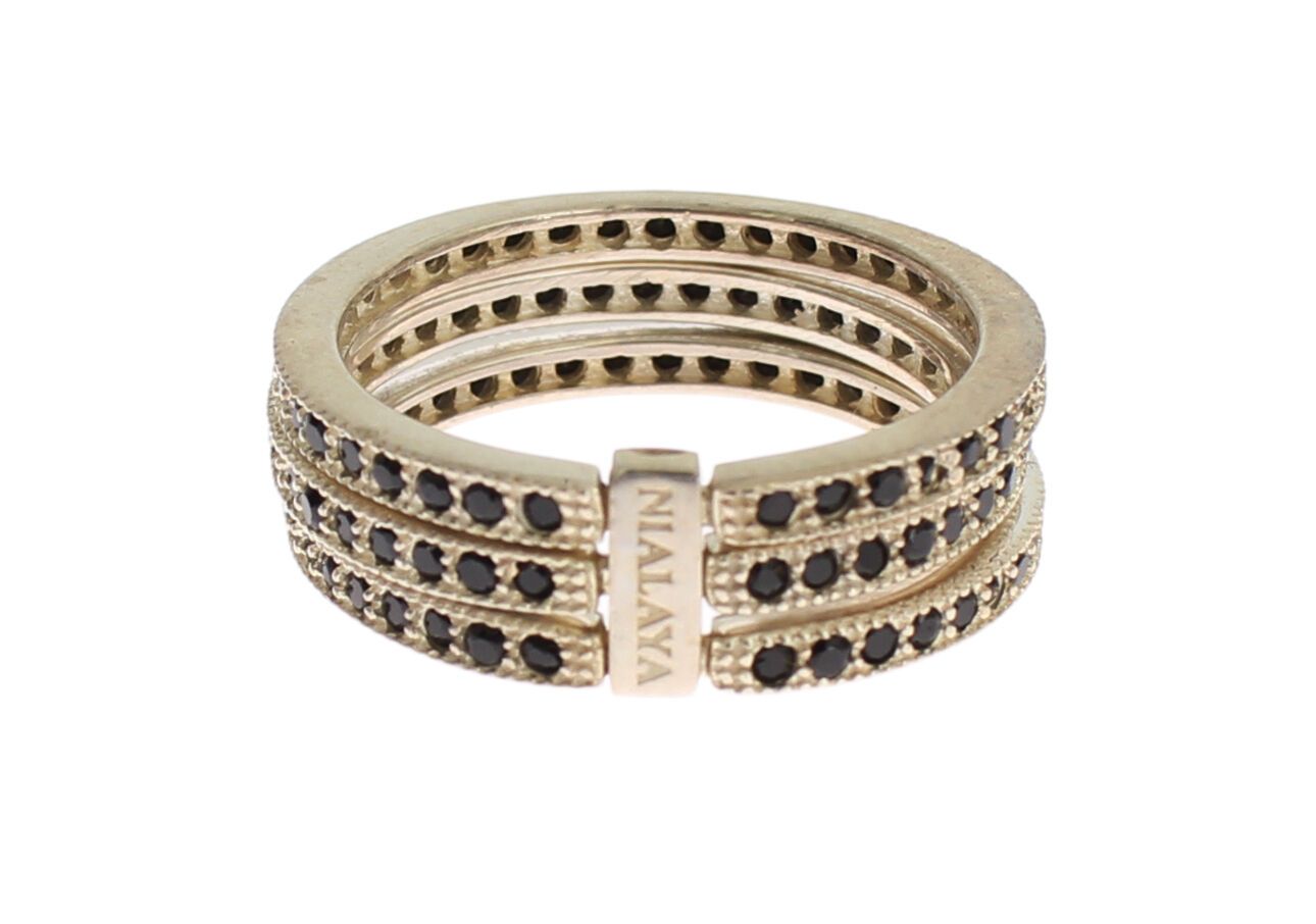 Nialaya Black CZ 925 Sterling Silver Womens Ring | Regal Royce