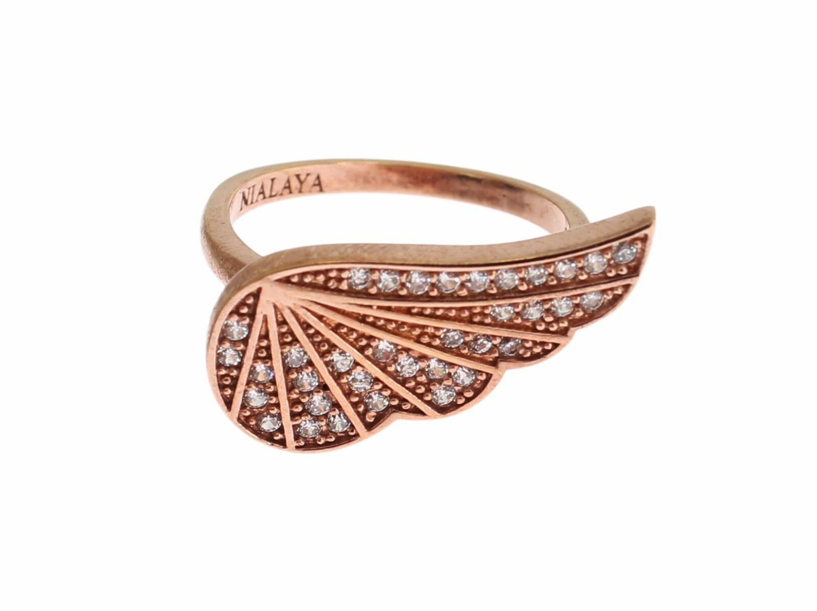 Nialaya Pink Gold 925 Silver Womens Clear CZ Ring | Regal Royce