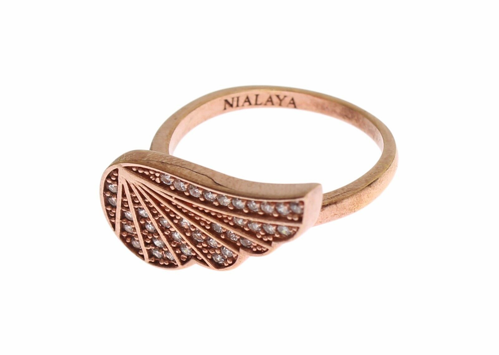 Nialaya Pink Gold 925 Silver Womens Clear CZ Ring | Regal Royce