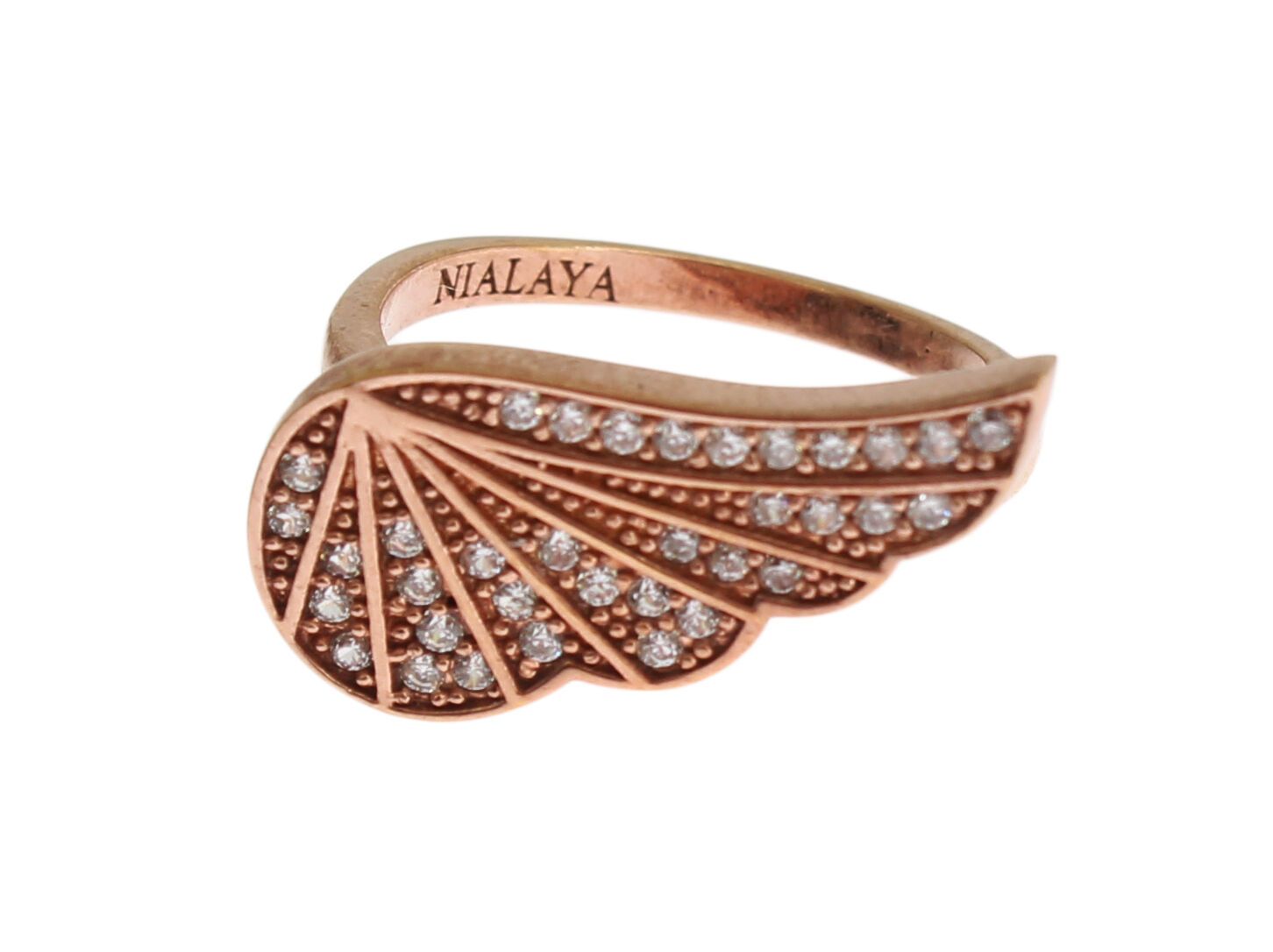 Nialaya Pink Gold 925 Silver Womens Clear CZ Ring | Regal Royce