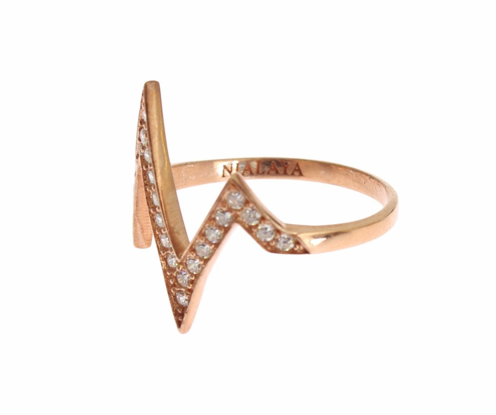 Nialaya Pink Gold 925 Silver Womens Clear Ring | Regal Royce