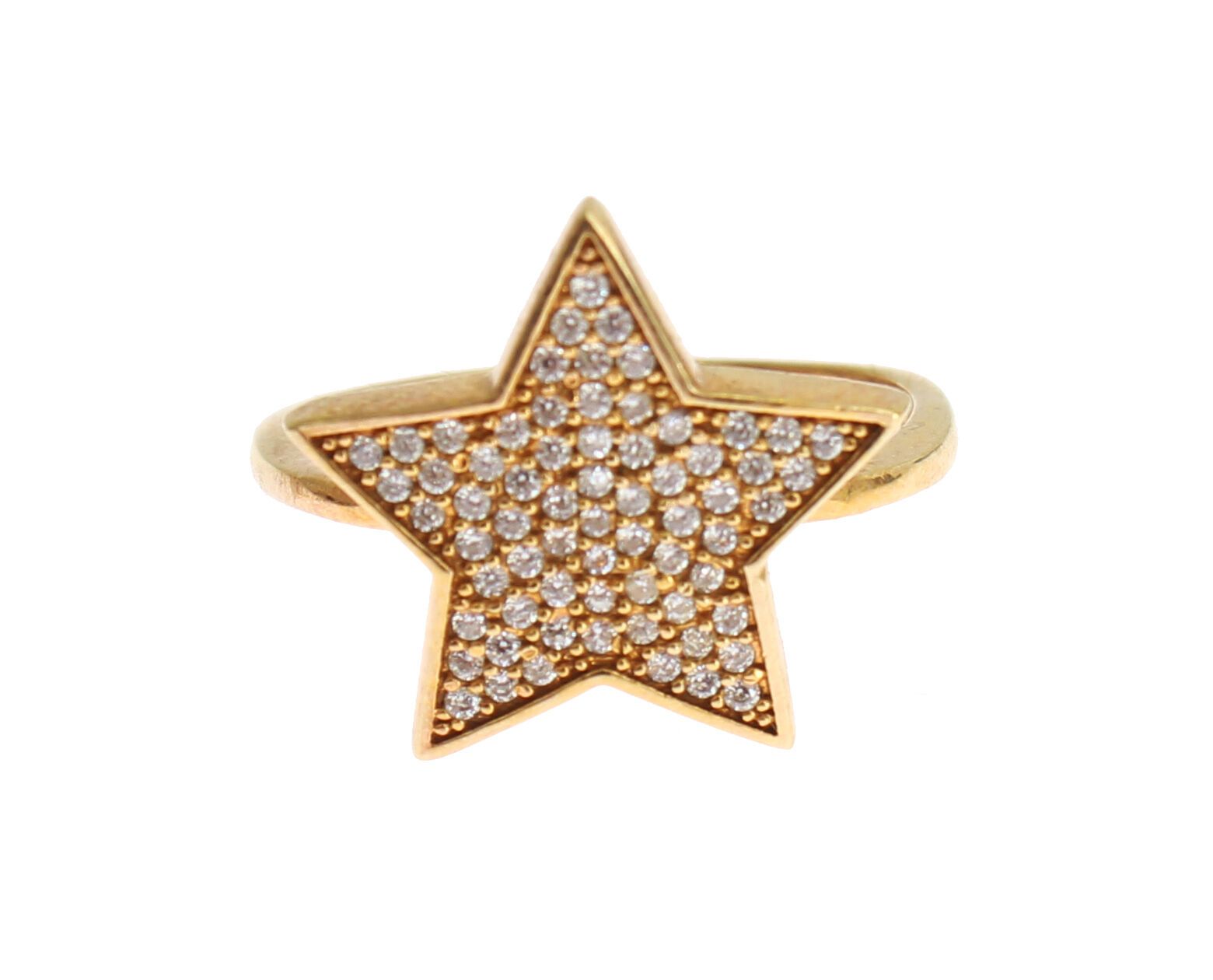 Nialaya Star Gold 925 Silver Womens Clear Ring | Regal Royce