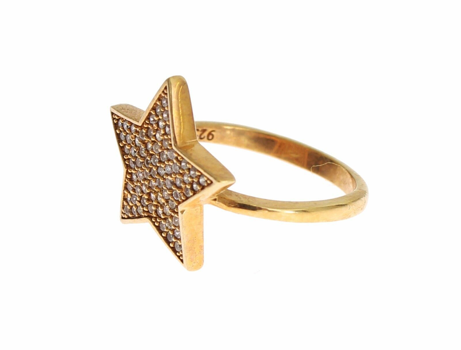 Nialaya Star Gold 925 Silver Womens Clear Ring | Regal Royce