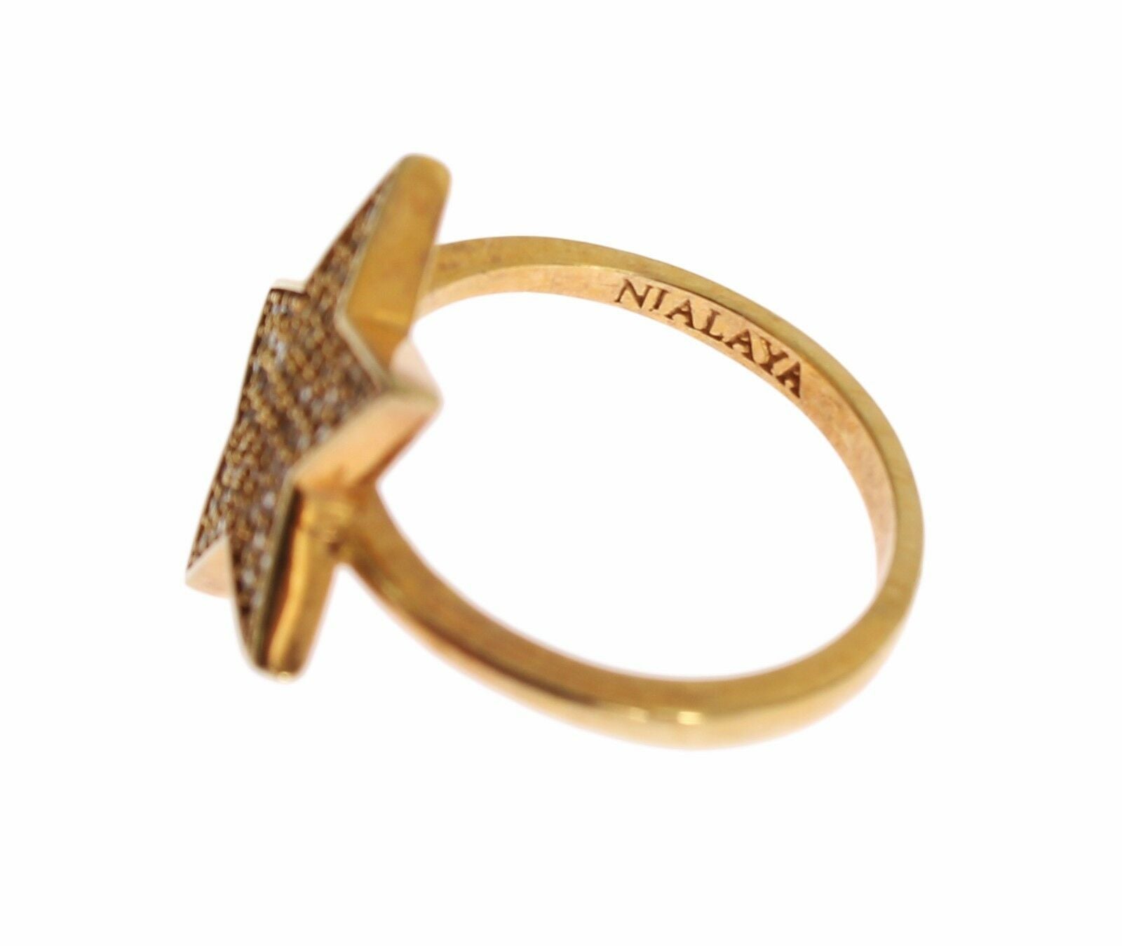 Nialaya Star Gold 925 Silver Womens Clear Ring | Regal Royce