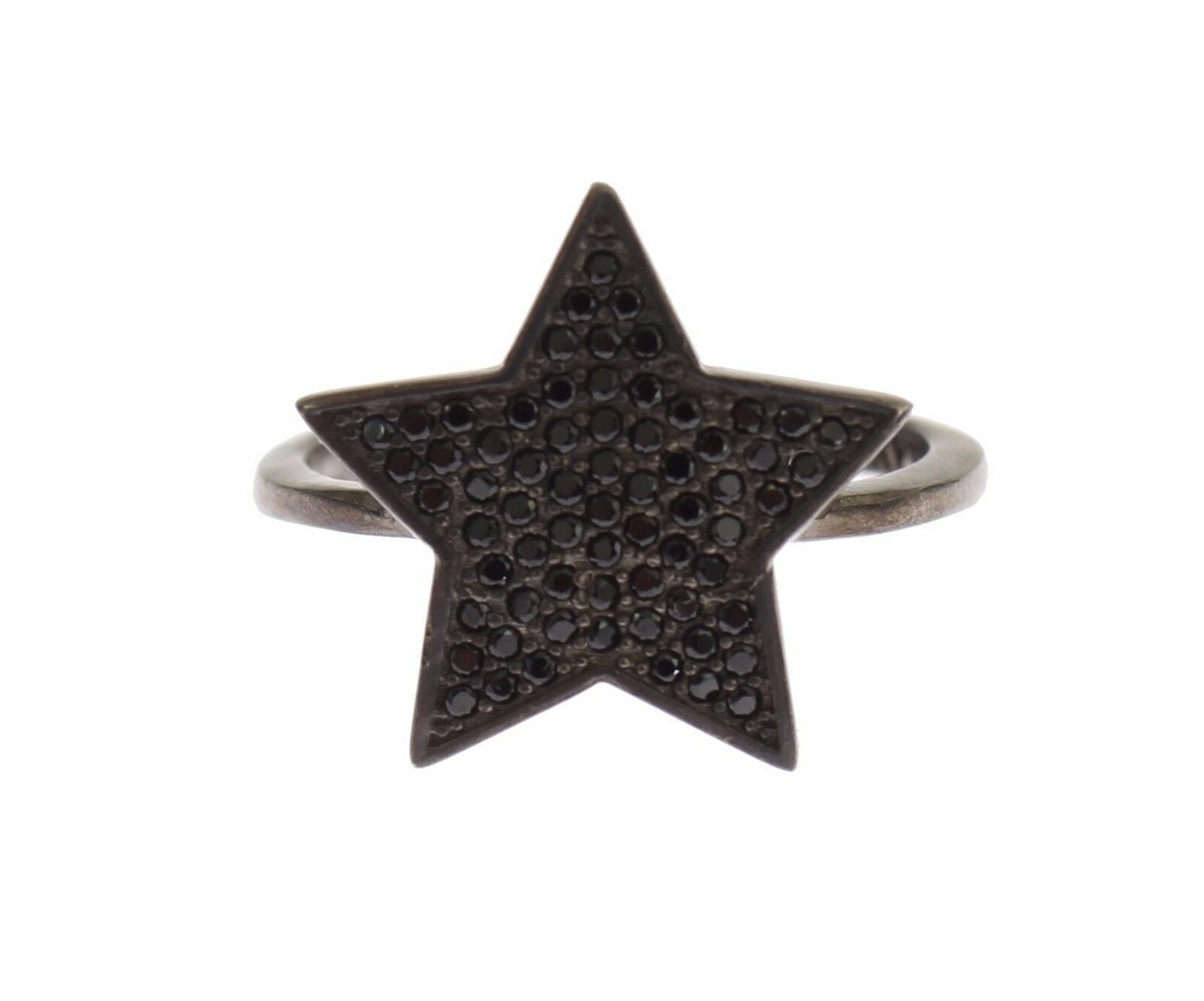 Nialaya Black CZ Star 925 Silver Womens Ring | Regal Royce