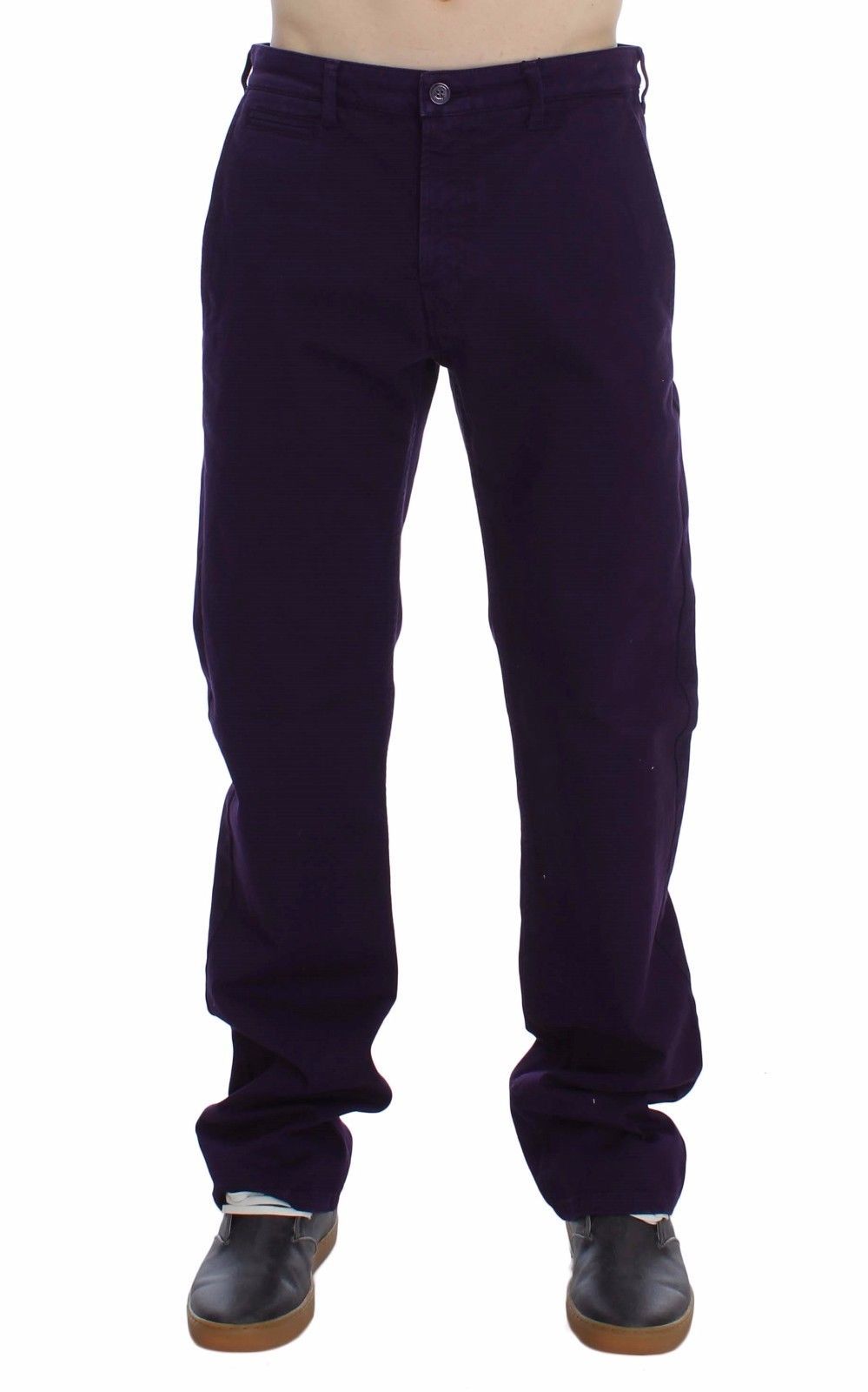 GF Ferre Purple Cotton Stretch Purple Fit  Pants | Regal Royce