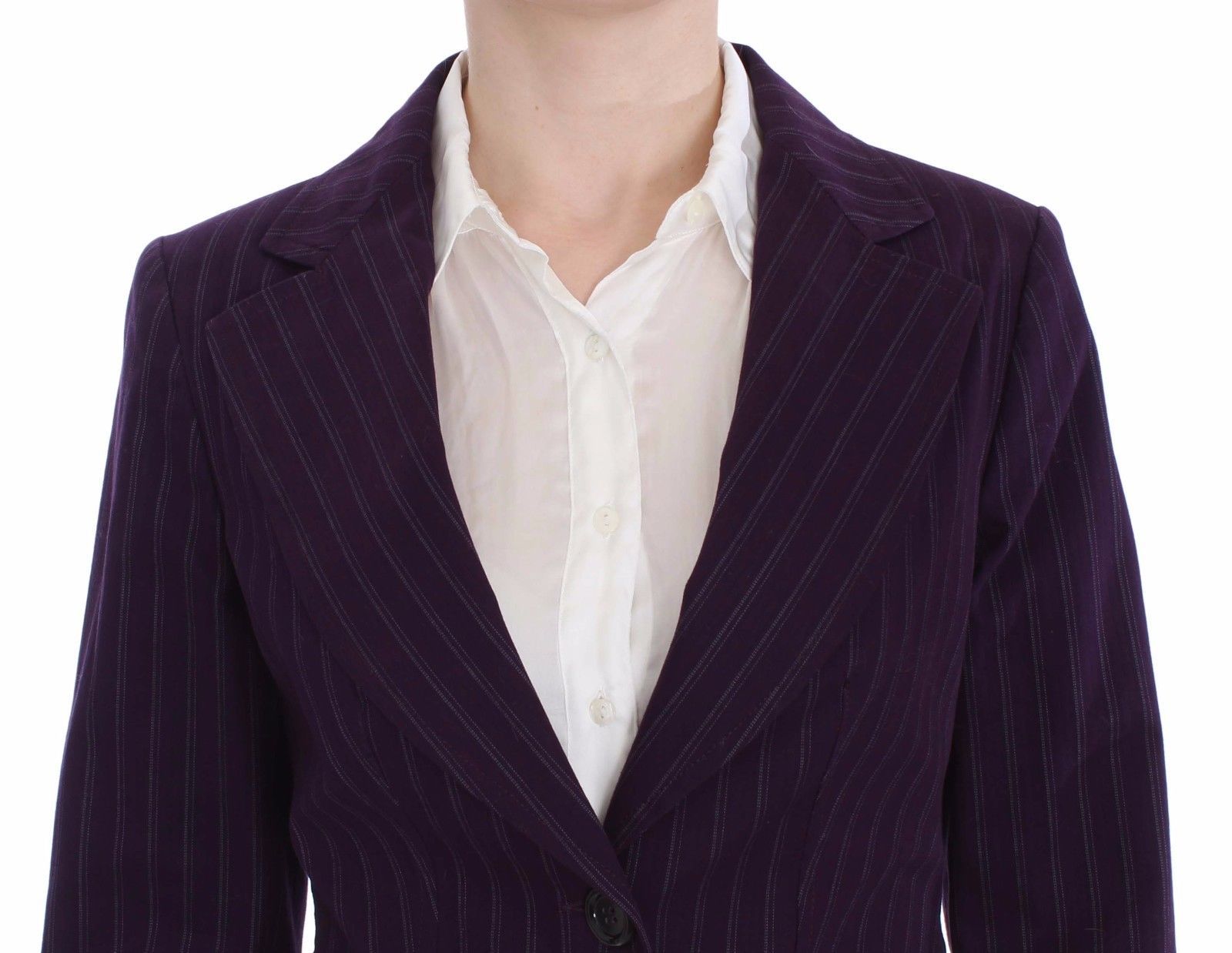 BENCIVENGA Purple Striped Stretch Coat Blazer Pants Suit | Regal Royce