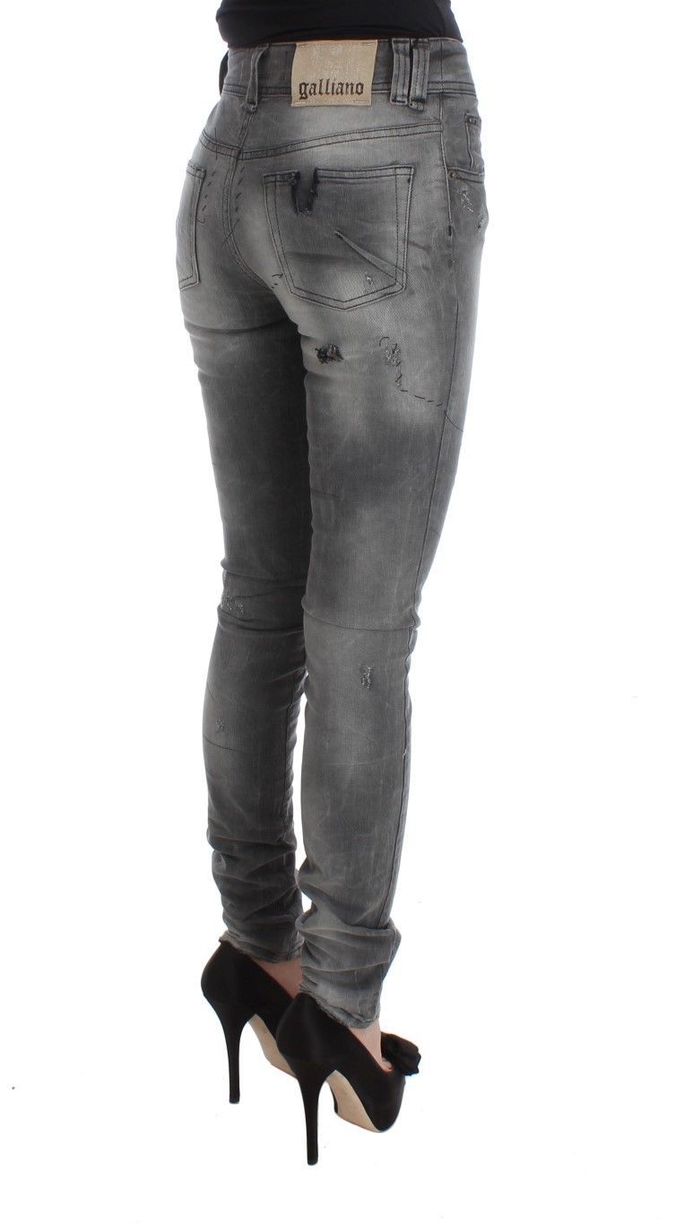 John Galliano Gray Wash Cotton Blend Slim Fit Denim Jeans Pants | Regal Royce