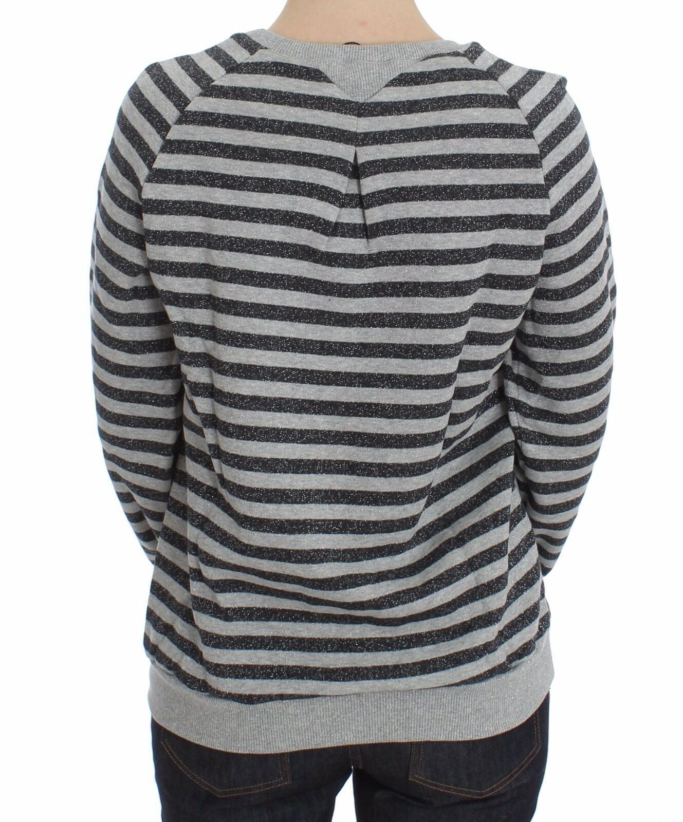 Exte Gray Striped Cotton Crewneck Sweater | Regal Royce