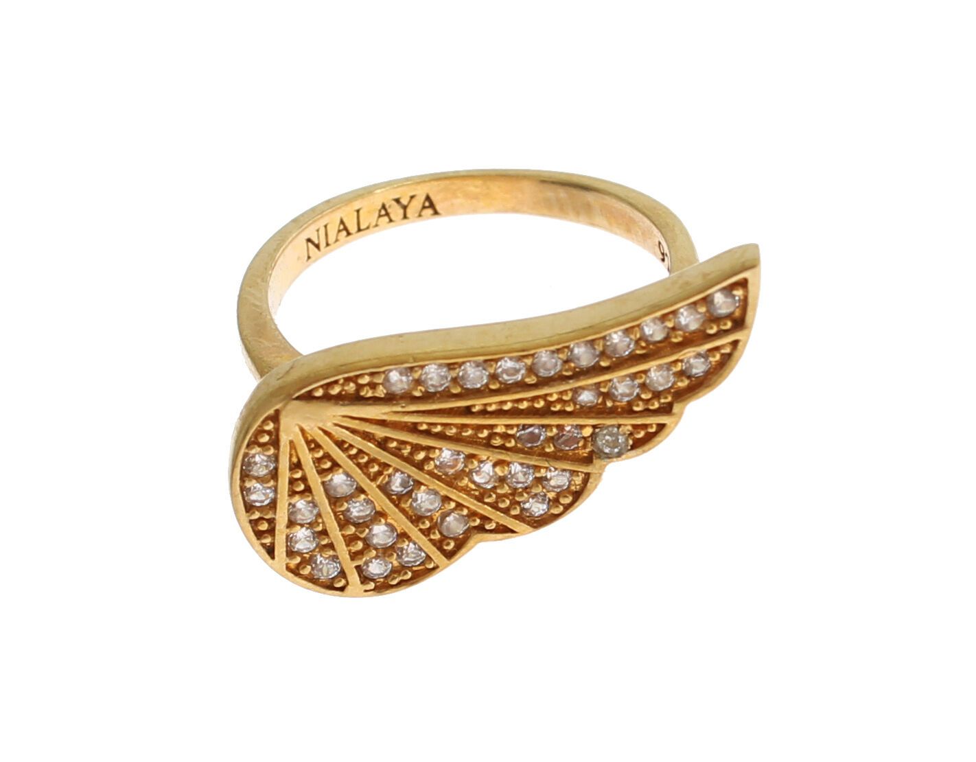 Nialaya Womens Clear CZ Gold 925 Silver Authentic Ring | Regal Royce