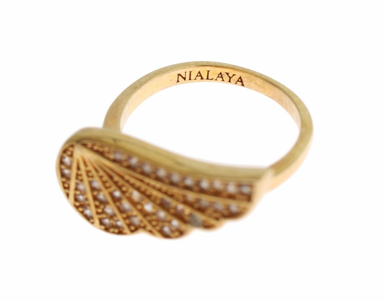 Nialaya Womens Clear CZ Gold 925 Silver Authentic Ring | Regal Royce