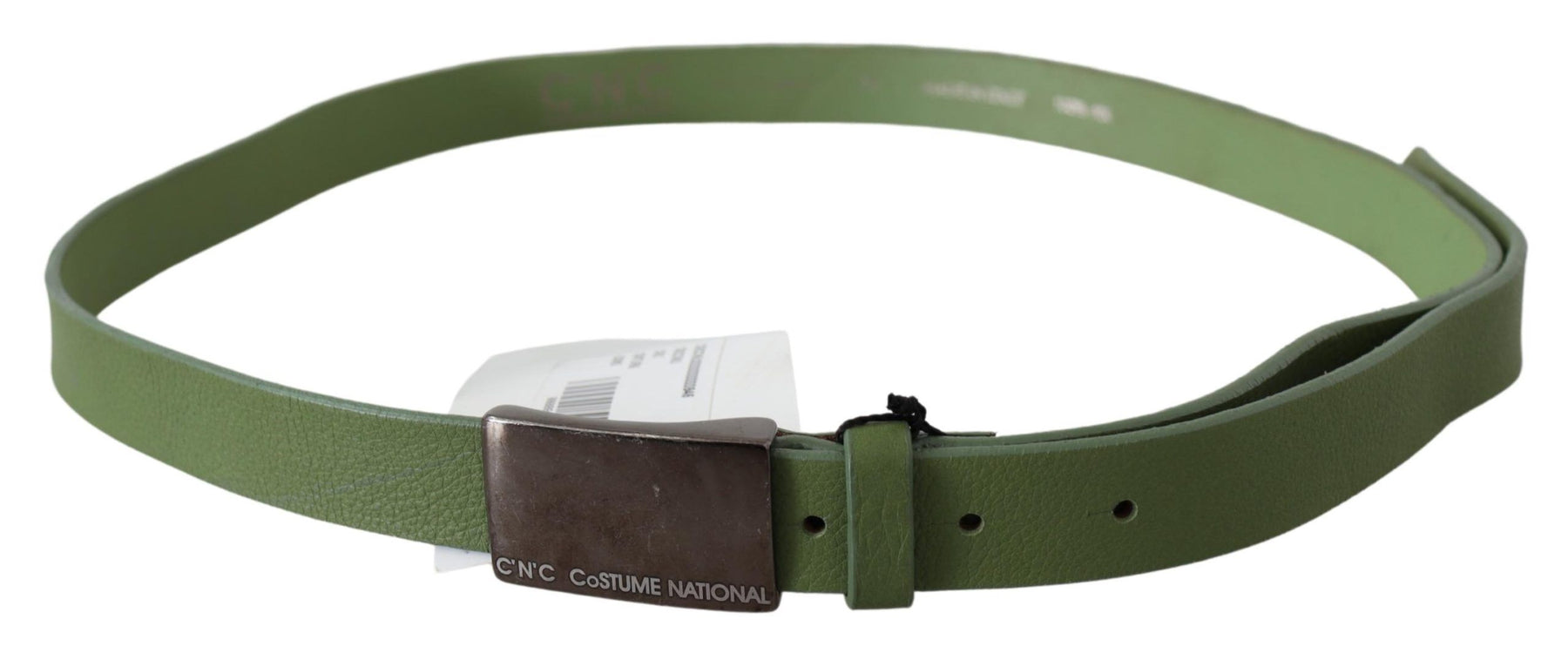 Costume National Green Leather Silver Buckle Waist Men Belt | Regal Royce