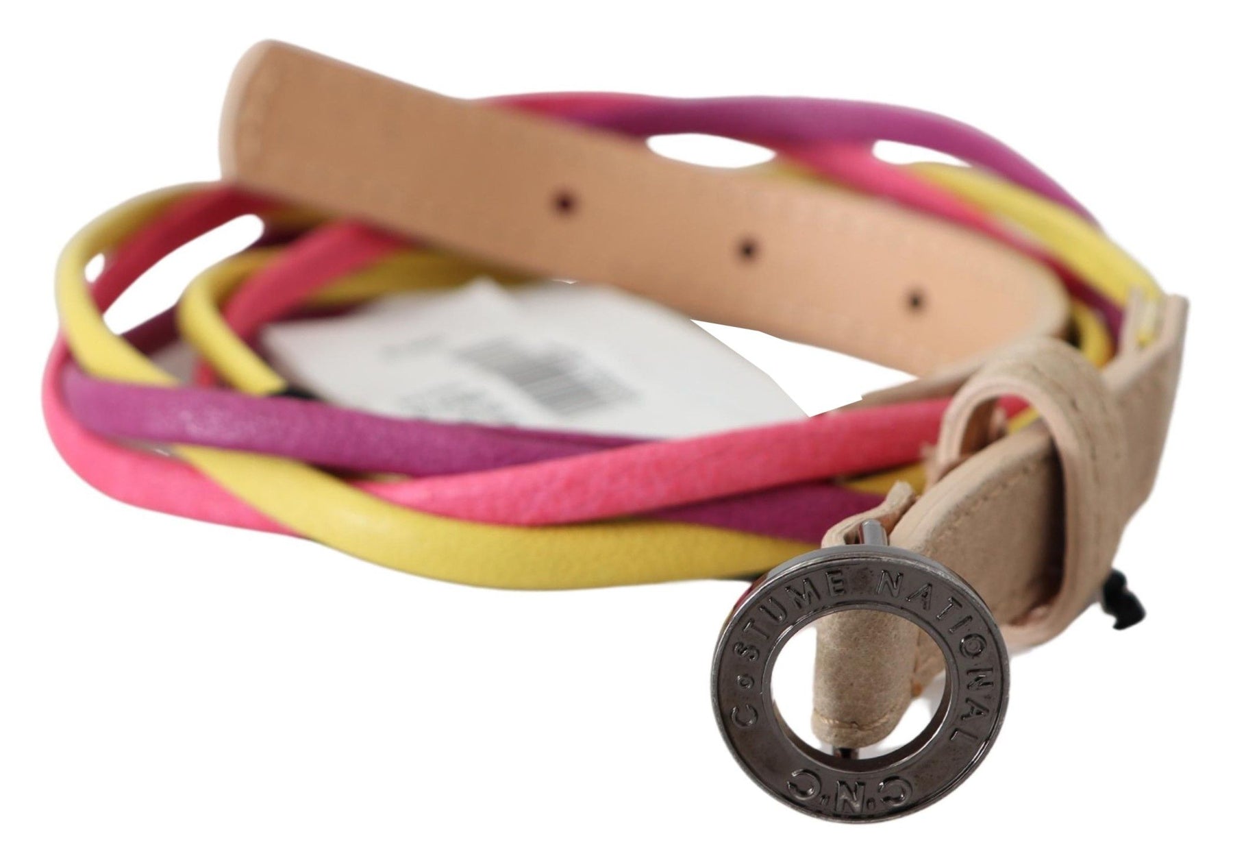 Costume National Multicolor Twisted Leather Circle Buckle Belt | Regal Royce