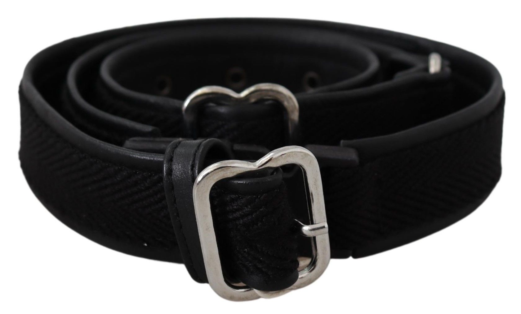 GF Ferre Black Leather Silver Chrome Metal Buckle Belt | Regal Royce