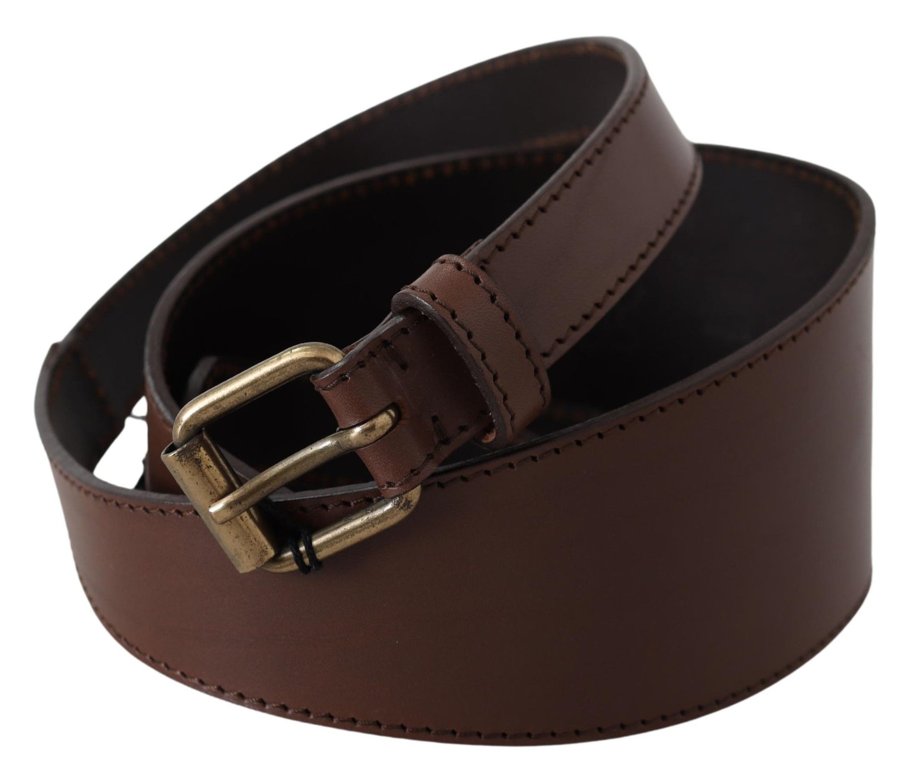 PLEIN SUD Brown Leather Gold Metal Buckle Belt | Regal Royce