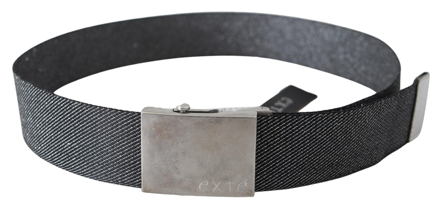 Exte Black Silver Metal Brushed Buckle Waist Belt | Regal Royce