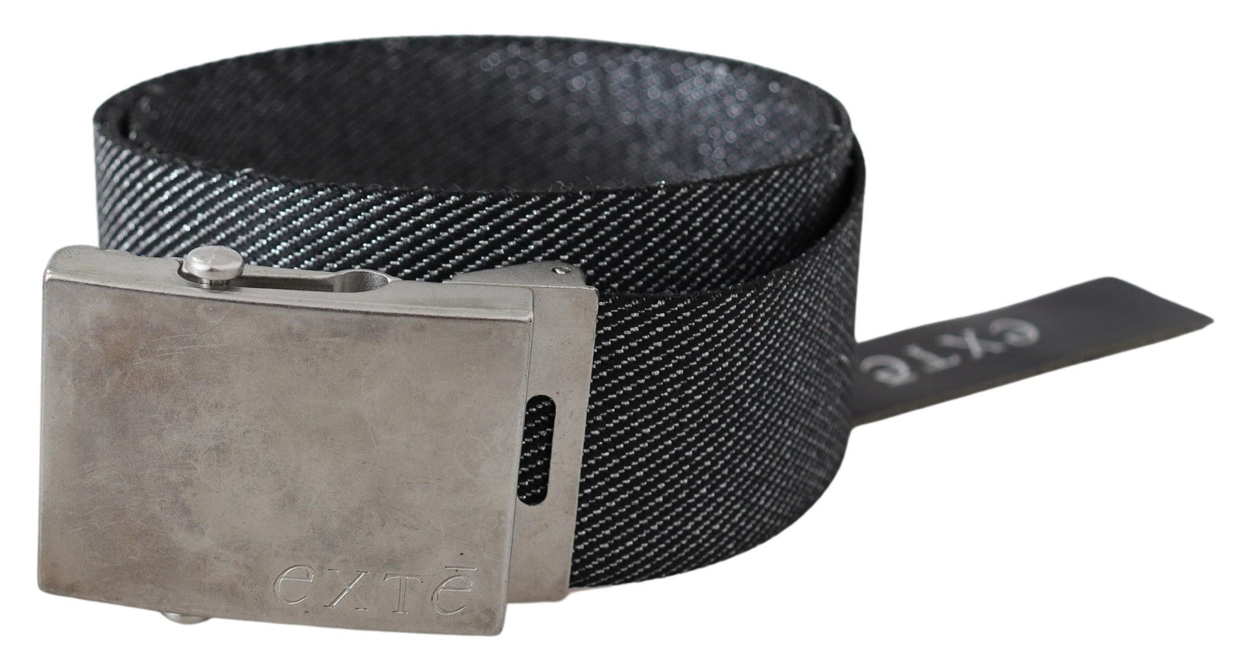 Exte Black Silver Metal Brushed Buckle Waist Belt | Regal Royce