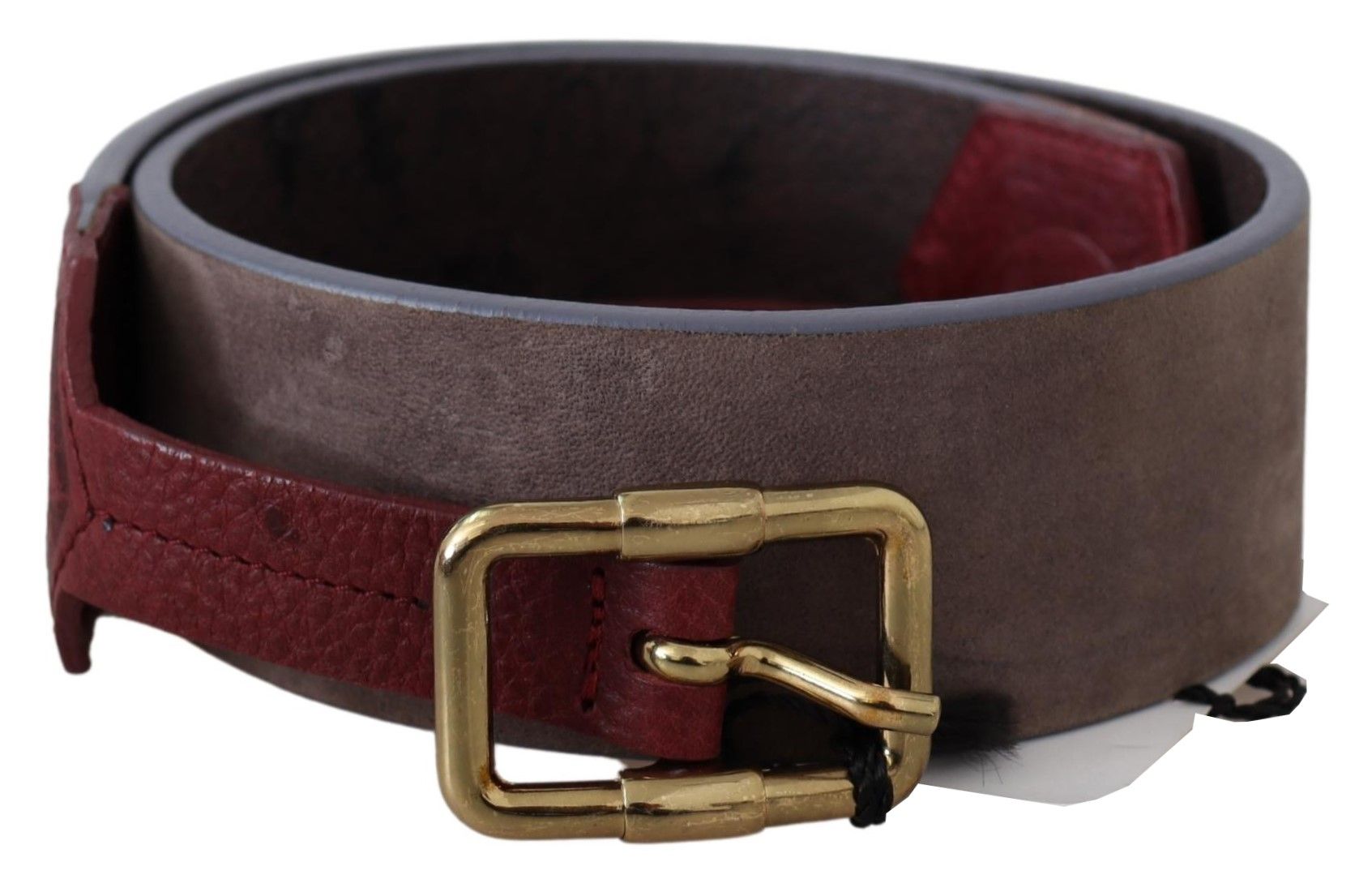 GF Ferre Brown Leather Wide Gold Chrome Logo Buckle Belt | Regal Royce