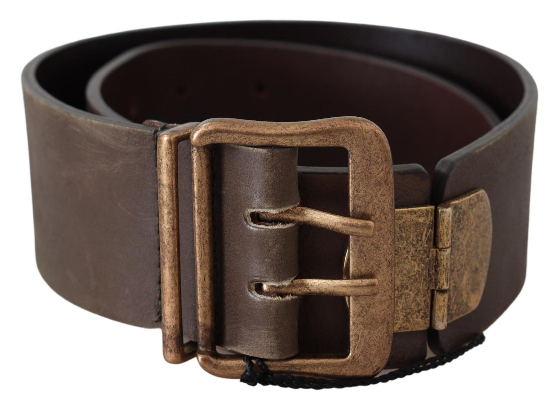 Ermanno Scervino Brown Leather Wide Bronze Buckle Waist Belt | Regal Royce
