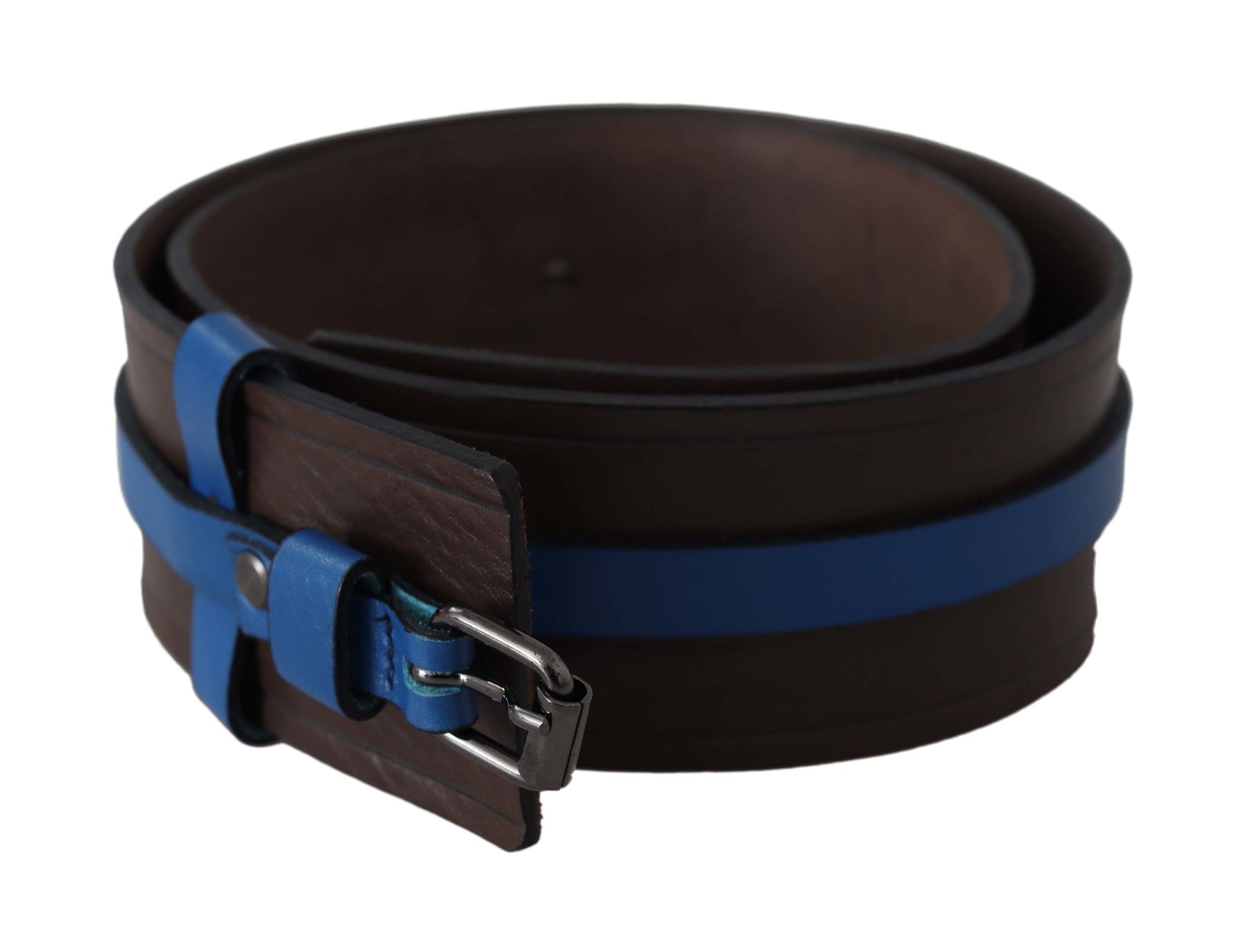 Costume National Brown Thin Blue Line Leather Buckle Belt | Regal Royce