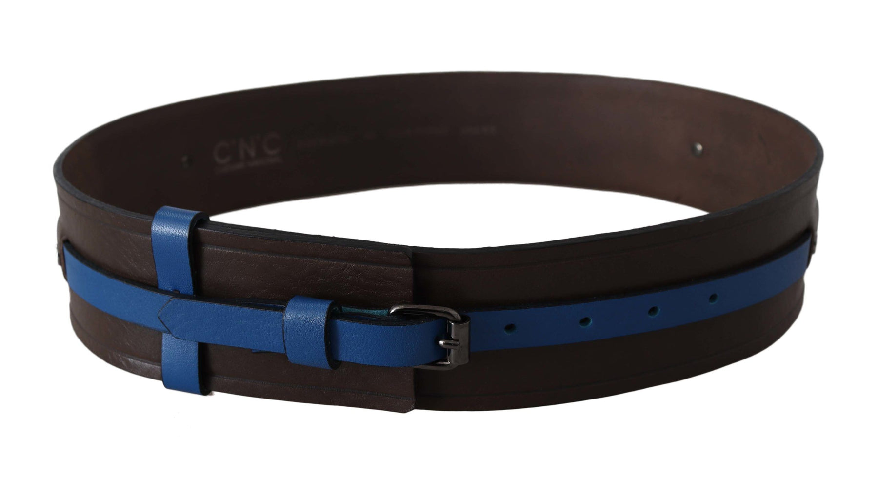 Costume National Brown Thin Blue Line Leather Buckle Belt | Regal Royce