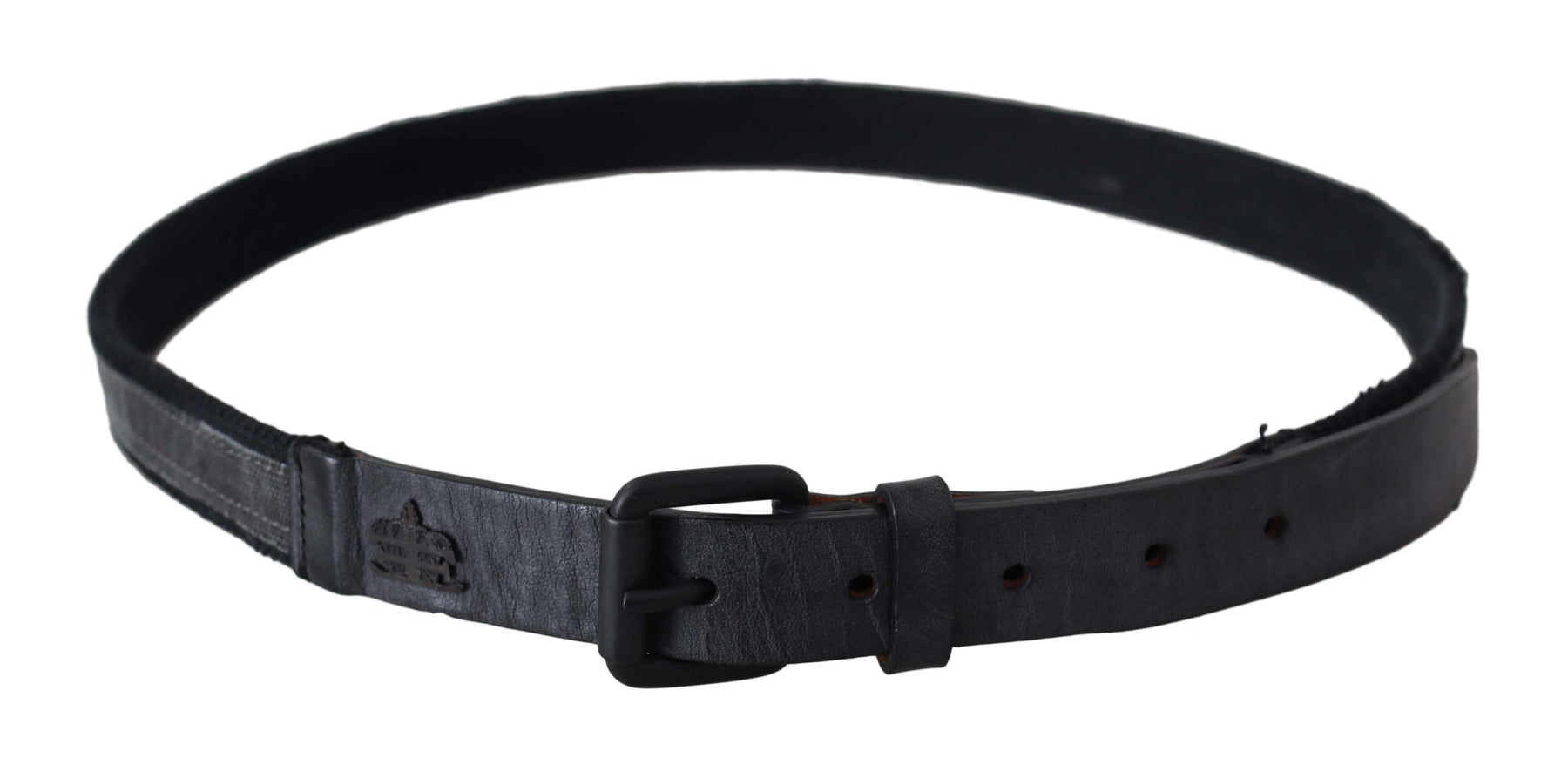 Ermanno Scervino Black Leather Logo Buckle Waist | Regal Royce
