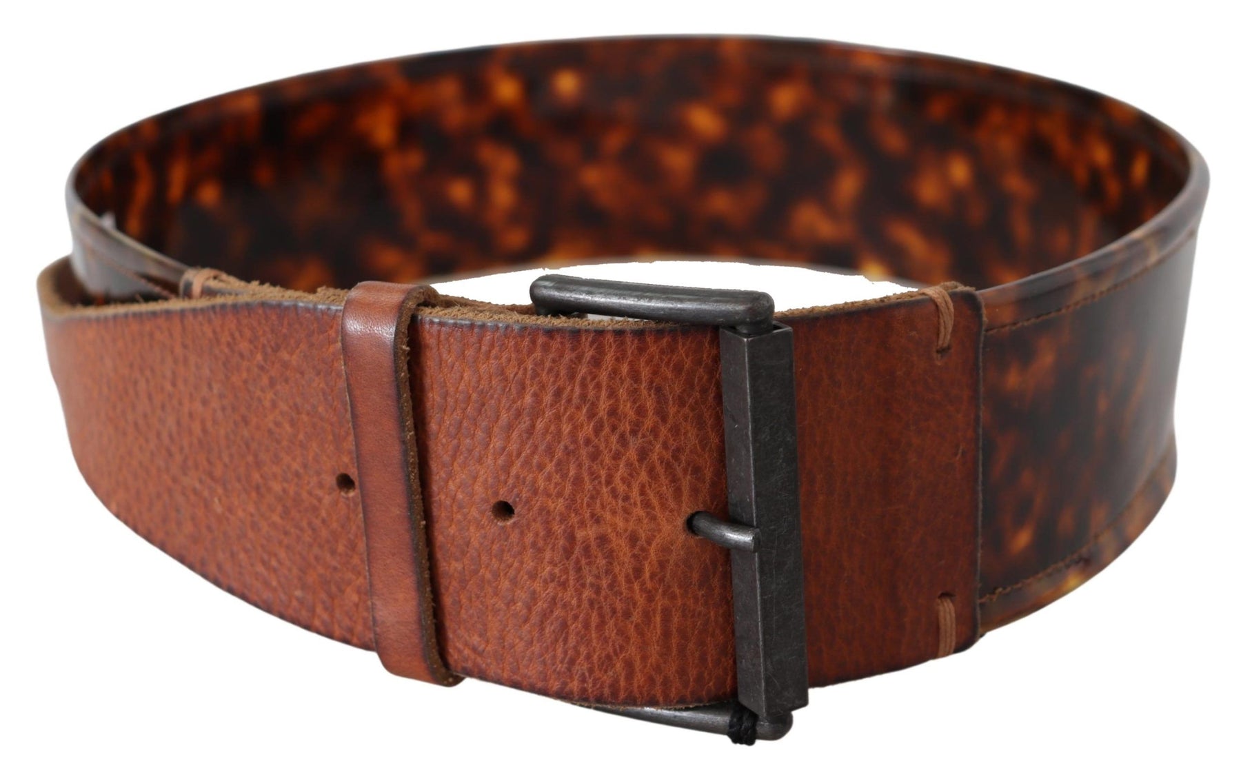 Ermanno Scervino Dark Brown Leather Wide Buckle Belt | Regal Royce