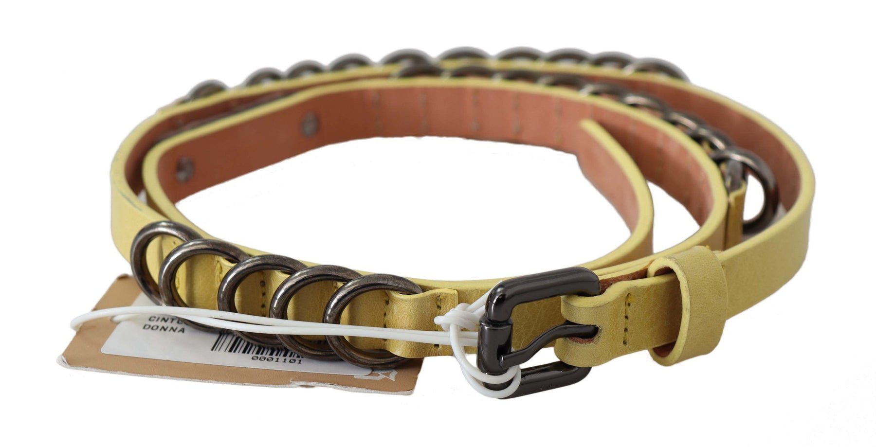 John Galliano Yellow Leather Luxury Slim Buckle Fancy Belt | Regal Royce