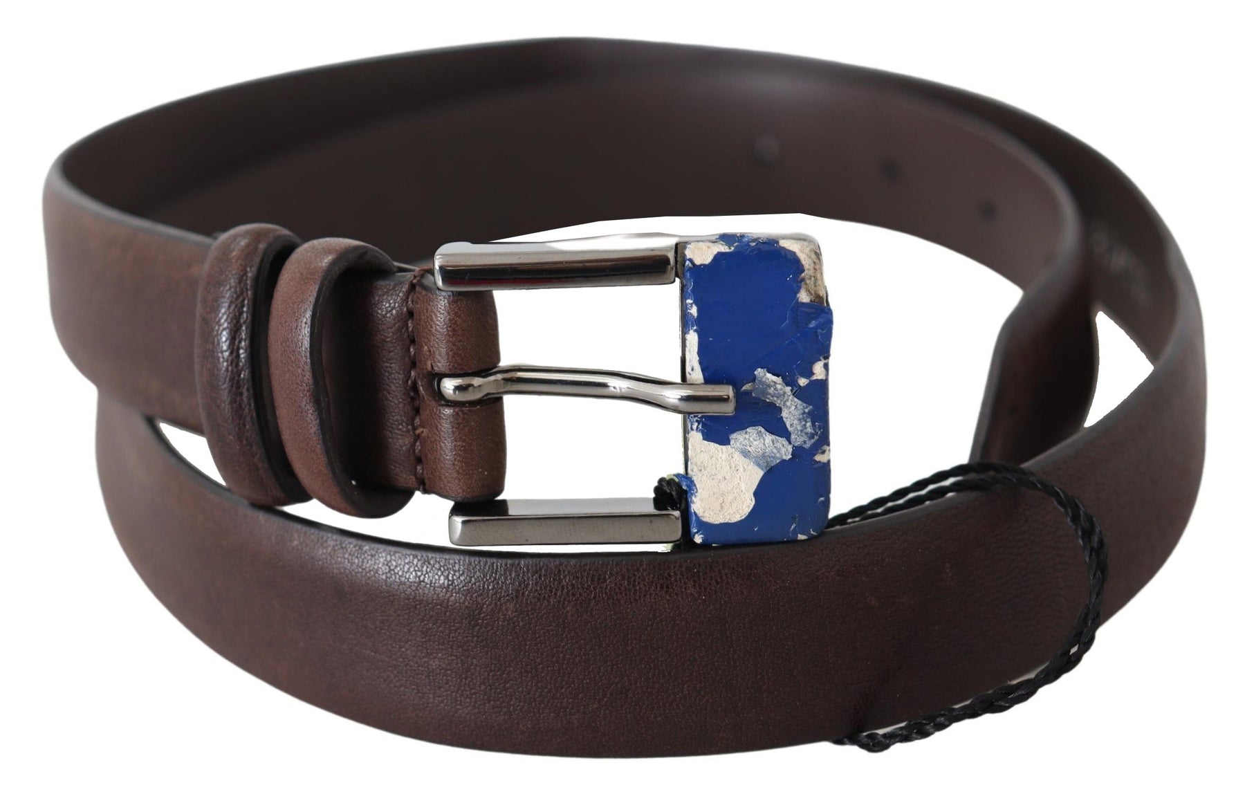 Costume National Brown Genuine Leather Silver Buckle Belt | Regal Royce