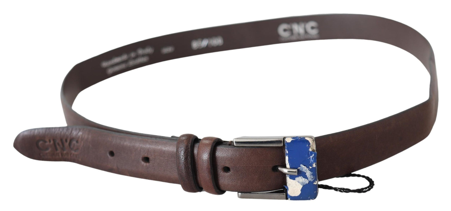 Costume National Brown Genuine Leather Silver Buckle Belt | Regal Royce