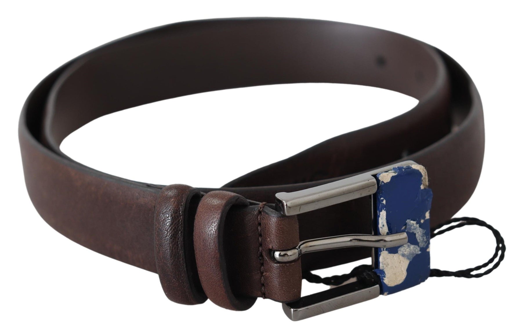 Costume National Brown Genuine Leather Silver Buckle Belt | Regal Royce