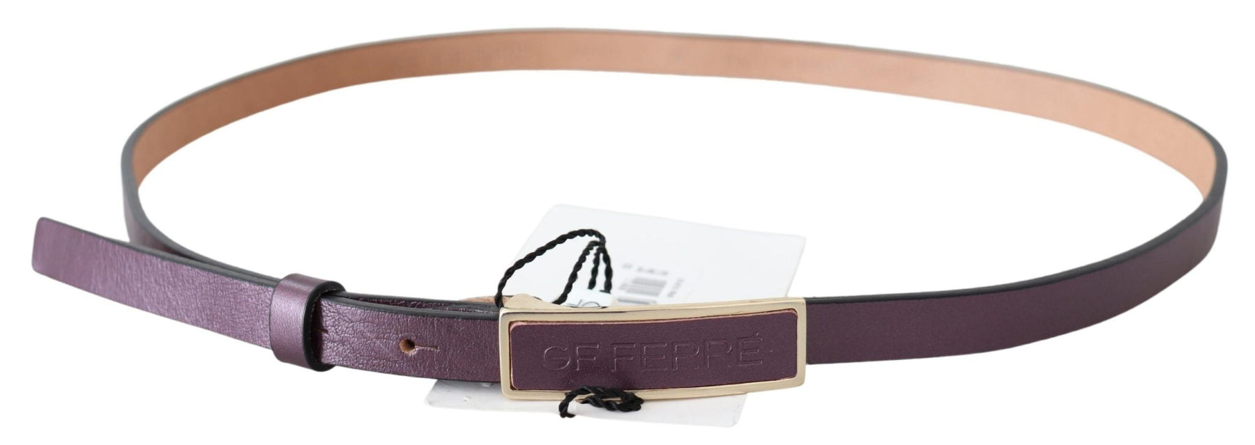 GF Ferre Gold Logo Buckle Waist Leather Skinny Belt | Regal Royce