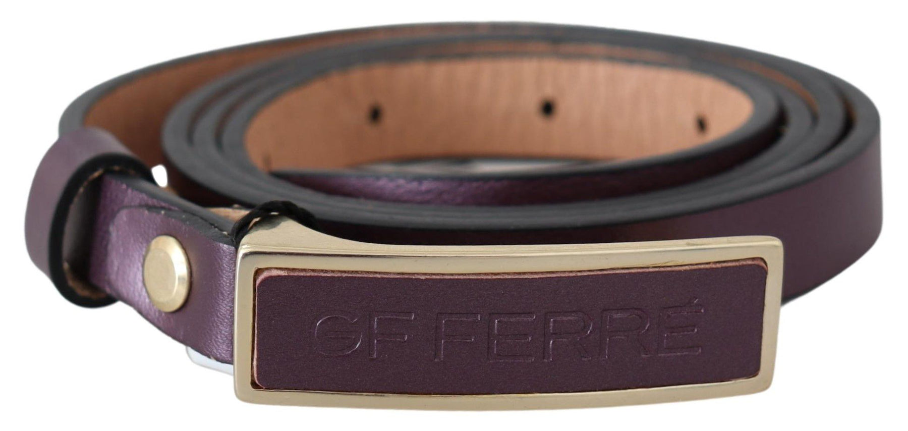 GF Ferre Gold Logo Buckle Waist Leather Skinny Belt | Regal Royce