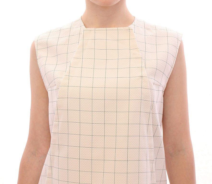 Andrea Incontri White Cotton Checkered Shirt Top | Regal Royce