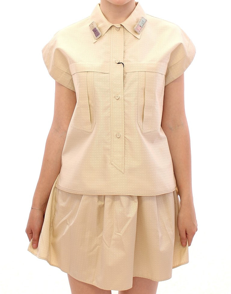 Andrea Incontri Beige Sleeveless Blouse Top | Regal Royce