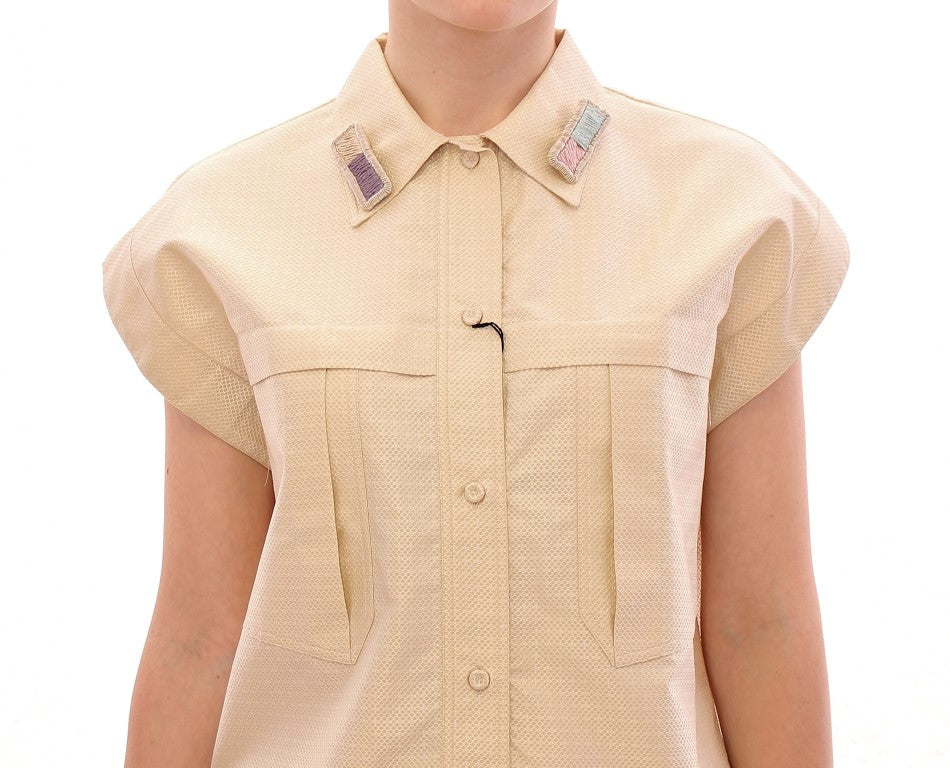 Andrea Incontri Beige Sleeveless Blouse Top | Regal Royce