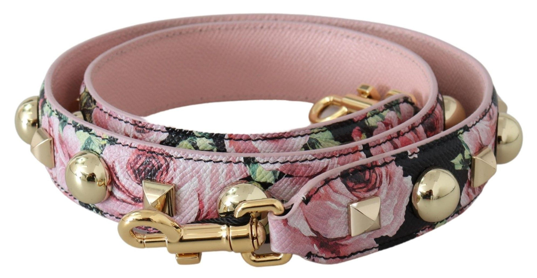 Dolce & Gabbana Pink Floral Gold Studs Bag Accessory Shoulder Strap | Regal Royce