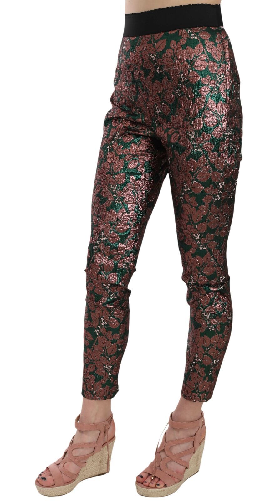 Dolce & Gabbana Multicolor Iridescent Brocade Jacquard Trousers Crop Pants | Regal Royce