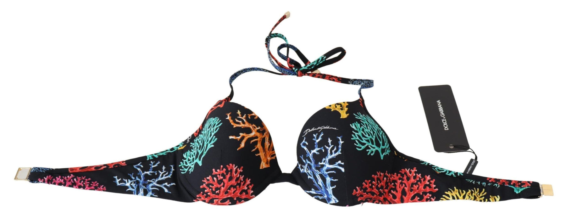 Dolce & Gabbana Black Corals Print Women Beachwear Bikini Tops | Regal Royce