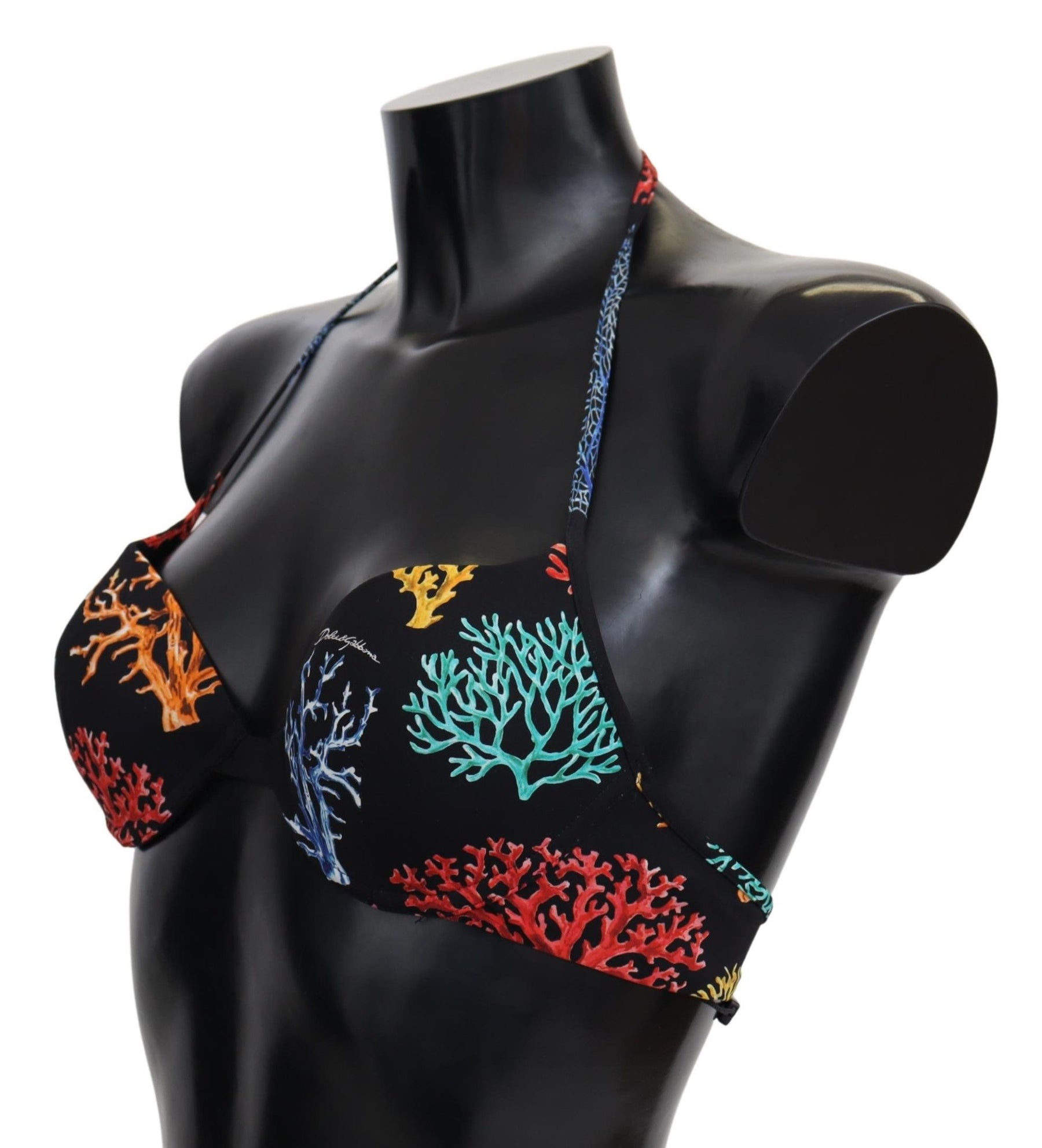Dolce & Gabbana Black Corals Print Women Beachwear Bikini Tops | Regal Royce