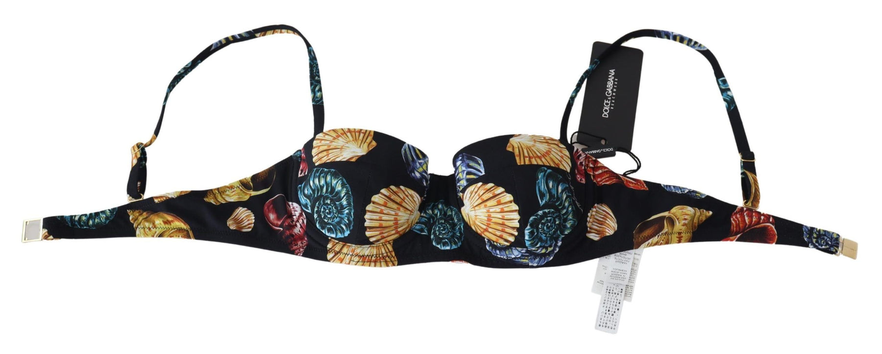 Dolce & Gabbana Black Seashells Print Women Swimwear Bikini Tops | Regal Royce