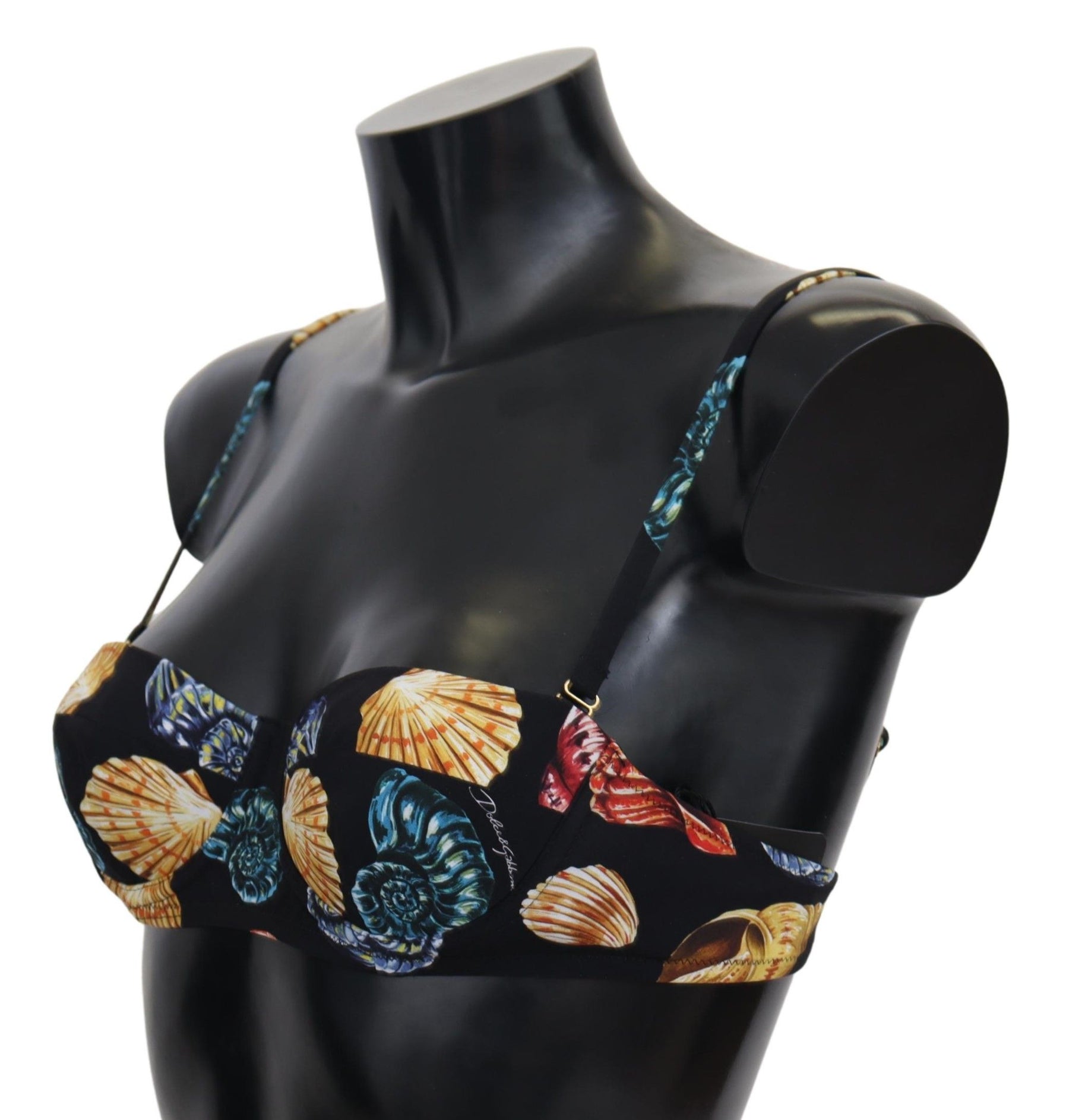 Dolce & Gabbana Black Seashells Print Women Swimwear Bikini Tops | Regal Royce