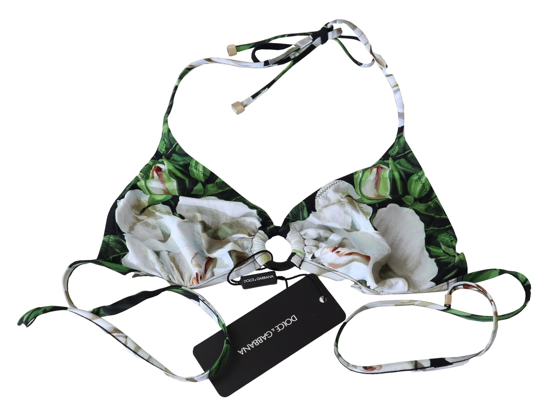 Dolce & Gabbana Multicolor Floral Print Halter Swimwear Bikini Top | Regal Royce