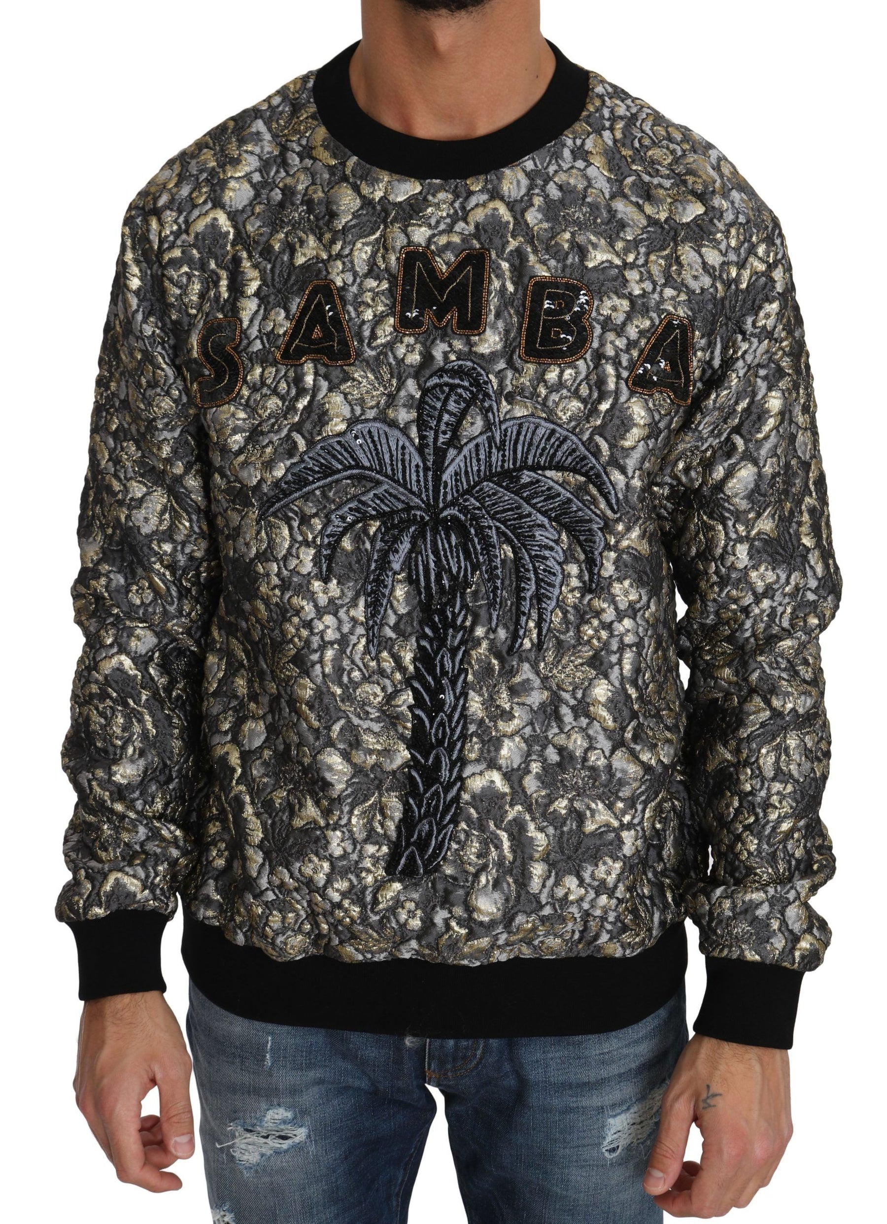 Dolce & Gabbana Multicolor SAMBA Jacquard Palmtree Pullover Sweater | Regal Royce