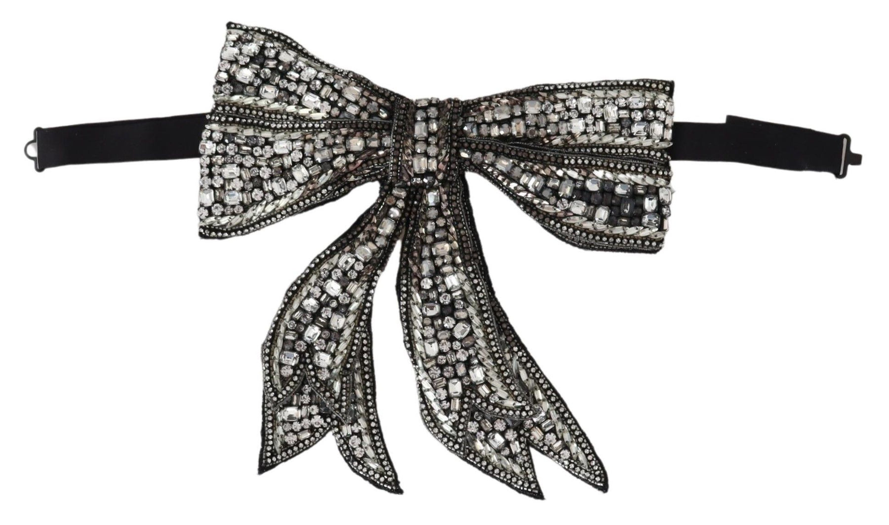 Dolce & Gabbana Silver Crystal Beaded Sequined Catwalk Necklace Bowtie | Regal Royce