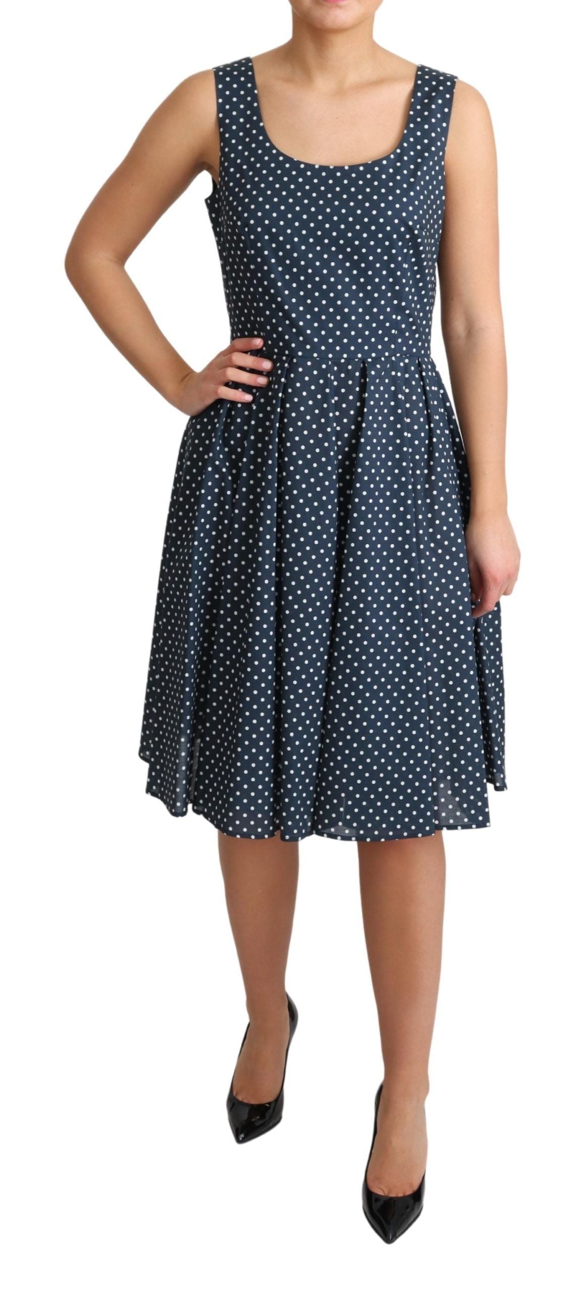 Dolce & Gabbana Blue Dotted Cotton A-Line Gown Dress | Regal Royce