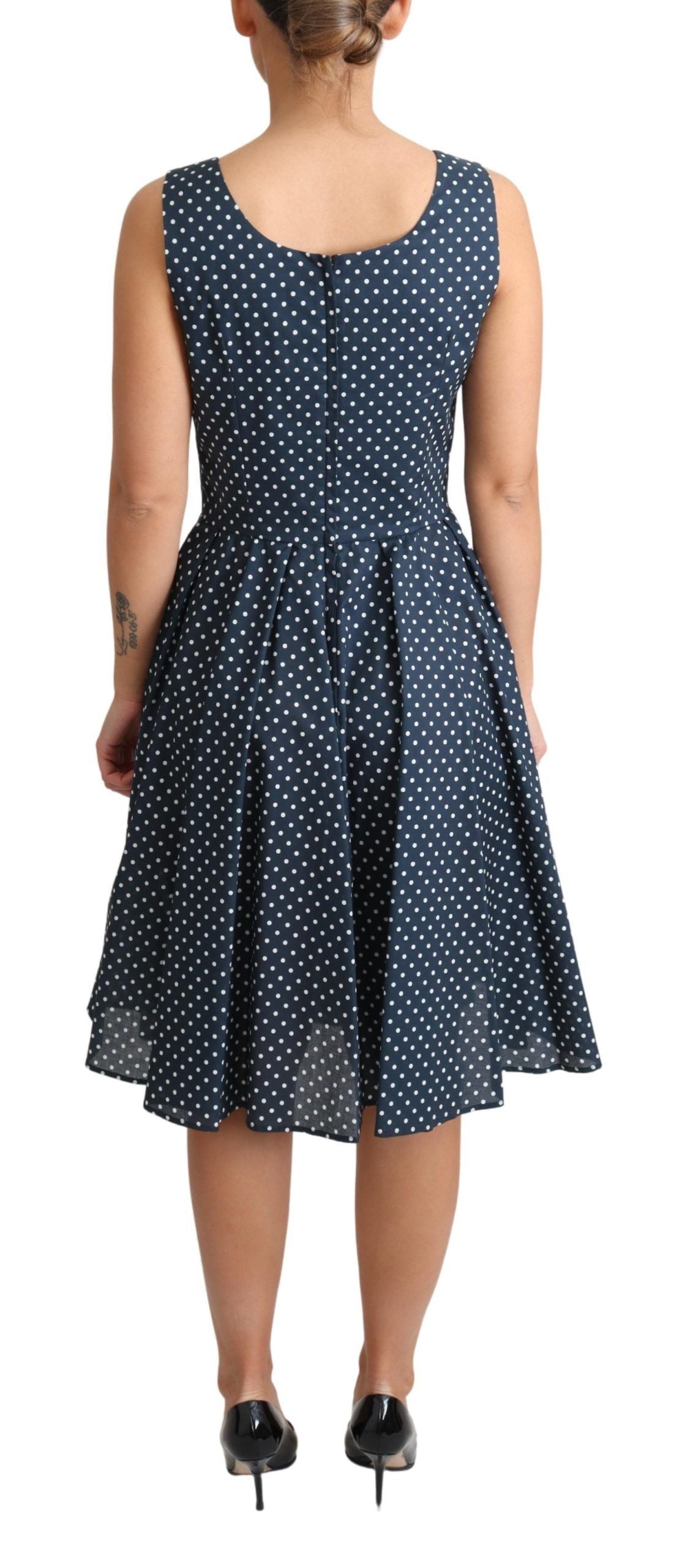 Dolce & Gabbana Blue Dotted Cotton A-Line Gown Dress | Regal Royce